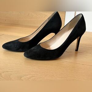 Black Suede Almond-Toe Heels